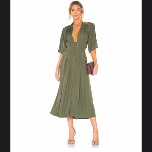 Divine heritage olive green midi dress